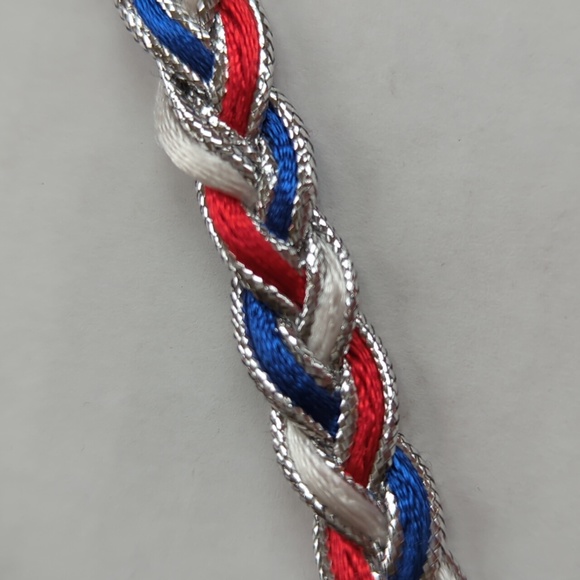 Braided Silver Red Blue 4th of July Celebration Belt - Picture 3 of 9